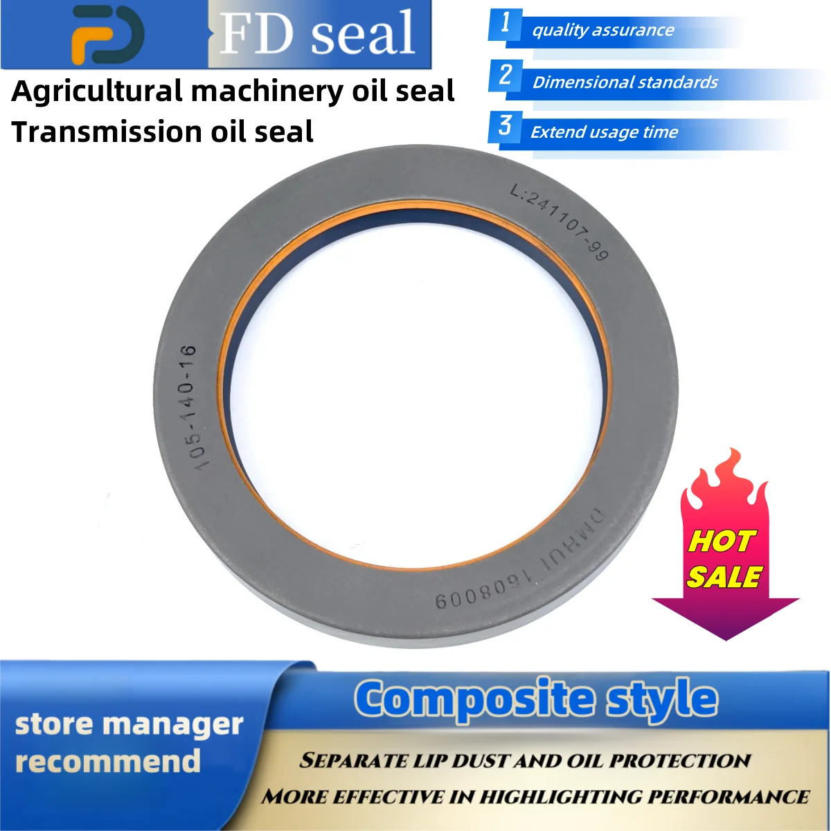 

NBR+AU Oil Seal 105*140*16mm12001914B Tractor Shaft Seal Transmission Seal Accessories Drive Shaft Accessory ISO 9001Repair Tool