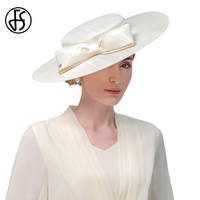 Wide Brim Church Fascinators Hats For Women Lady Big Bowknot Formal Kentucky Cap Wedding Bridal Tea Party Flat Top Fedoras Hat