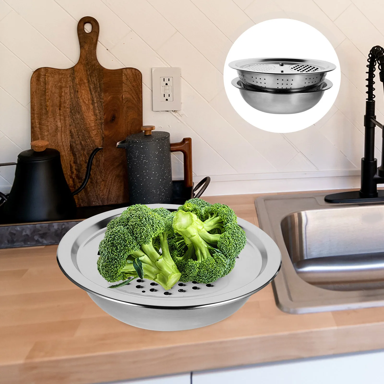 

1 Set Stainless Steel Vegetable Grater Basket Multi-Functional Drainer For Rice Washing Fruit Straining Drainage Bowl Grater