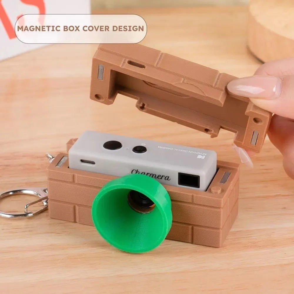 Kameratasche im Ziegeldesign, multifunktional, stoßfest, für Digitalkameras, magnetische Aufbewahrungsbox, 3D-gedruckte Mini-Schutzhülle