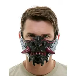 Half Face Japanese Mask Halloween Evil Devil Party Mask Toy Demon Samurai Mask Masquerade Party Wear Accessories