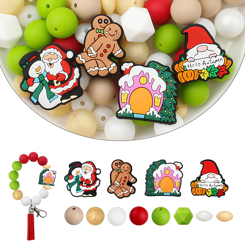

68pcs/set Silicone Beads Spooky Pumpkin Halloween for Jewelry Accessories DIY Pendant Pearl Keychain Necklaces Toys Ornamental