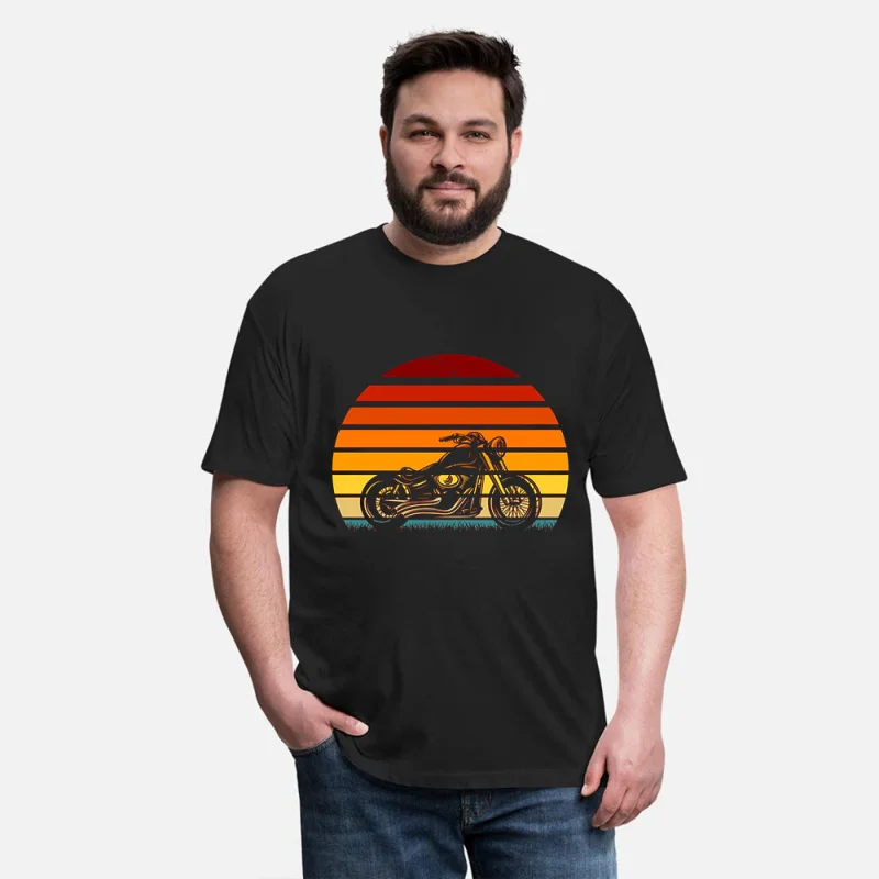 0415 Vintage sunset Motorcycle Funny Gift t shirt for Cafe Racer Full Of Spee Graphic clothes All size Tops S-6XL