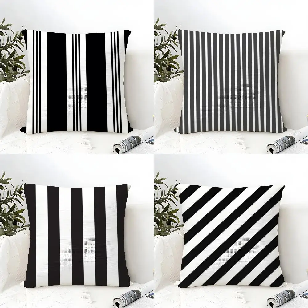 Minimal Classic Black & White Stripes Pillow Case linen pillow case sofa home decor cushion cover cushion cove