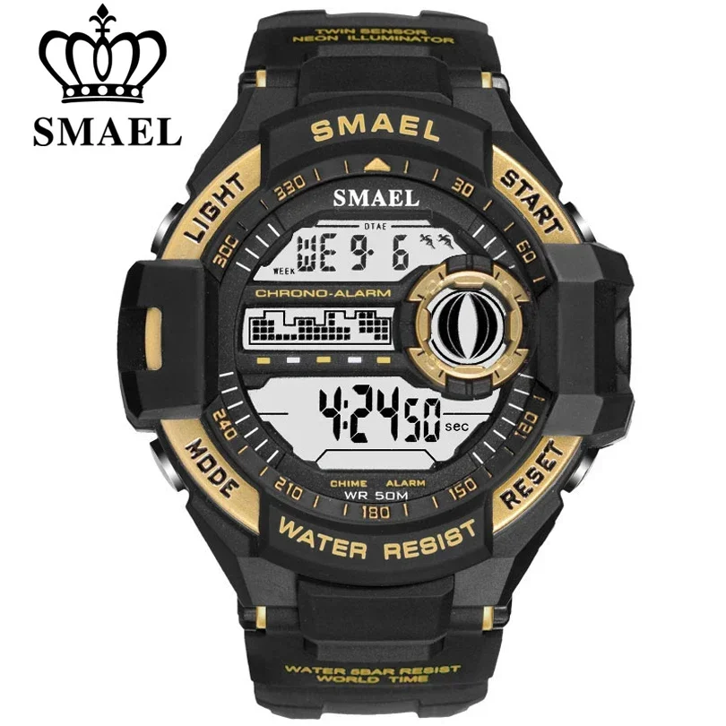 

SMAEL Men PU Sport Watch Hot Top Brand Mens Digital Watches for Men's Waterproof Military Electronic Wristwatch Male Clock Reloj