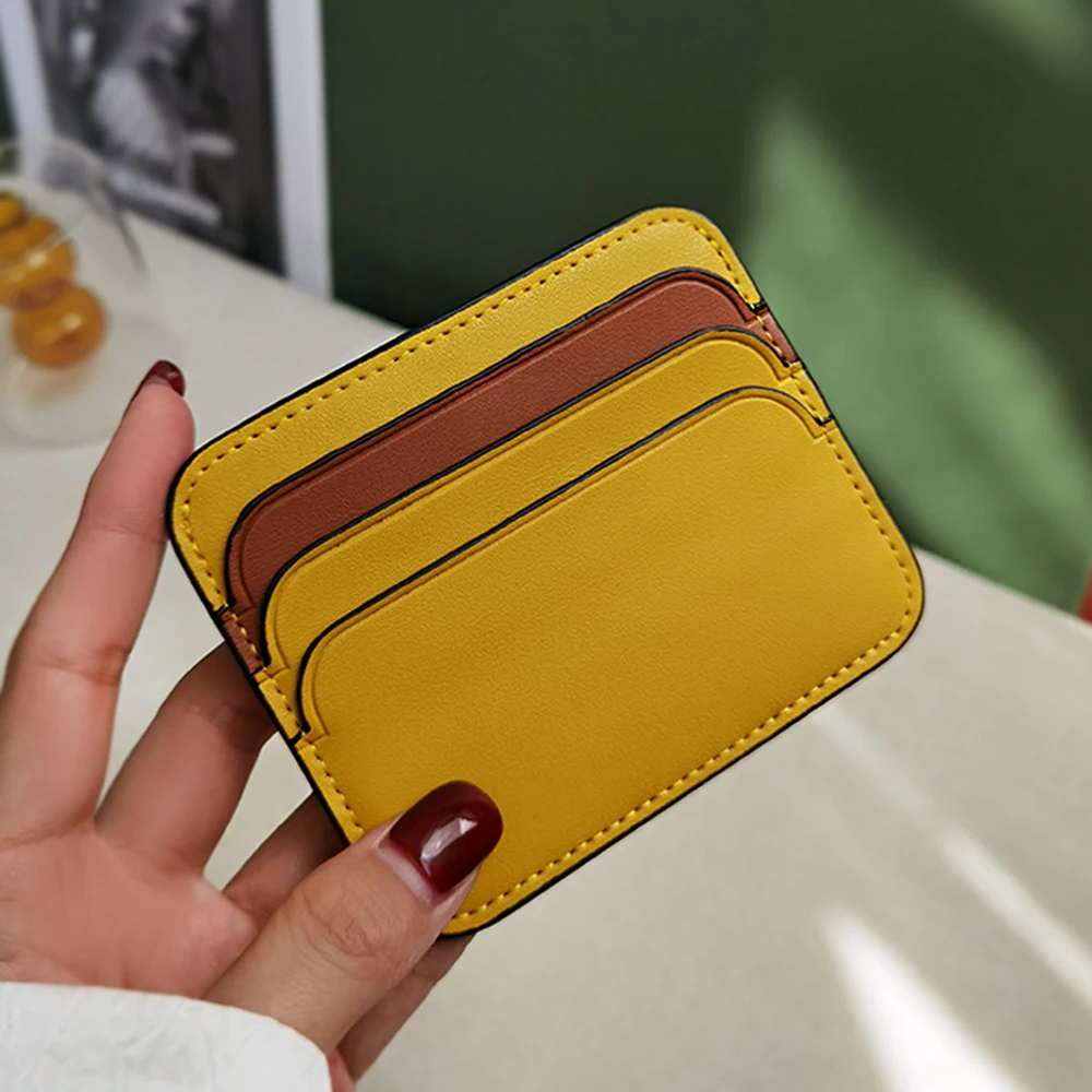 Fashion Luxury Cow Leather Credit Card Holder Colors Custom Letters Slim Men Cardholder Personalize Name Gift Mini Women Wallet