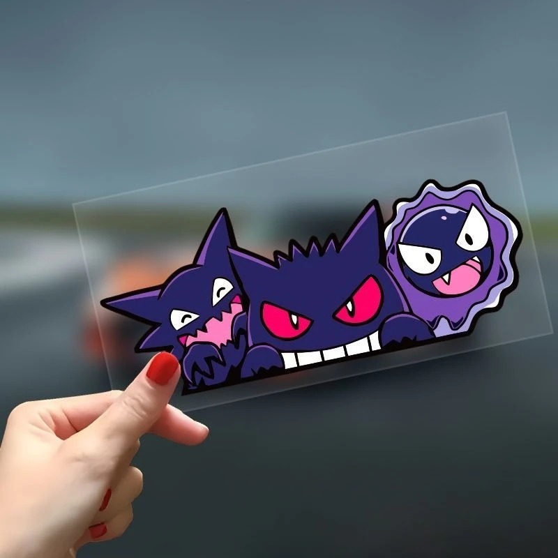 Pokemon Background Vinyl Car Decals Gastly Haunter Gengar Cartoon Stickers Waterproof DIY Decor for Window E-bike Laptop Luggage