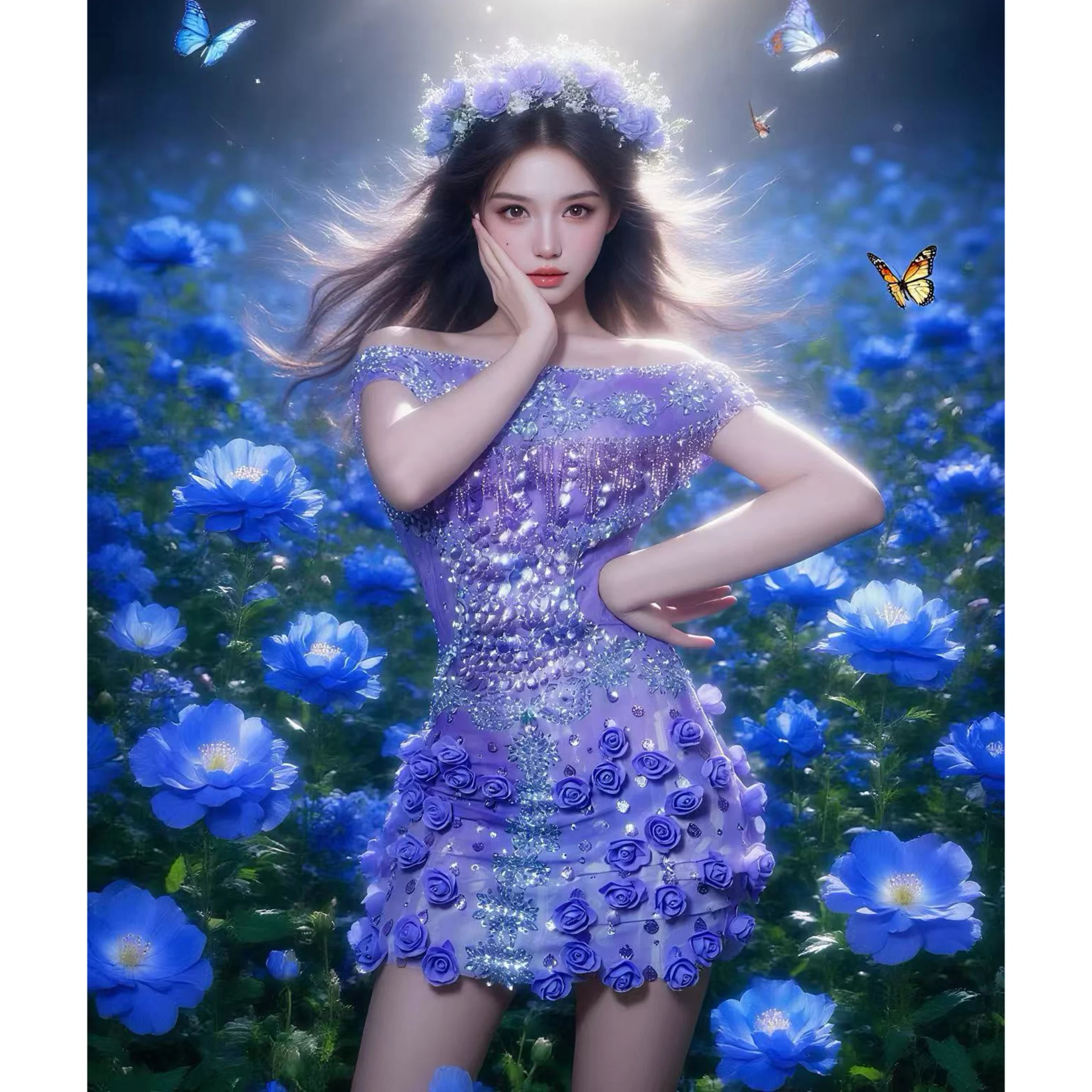 Sukienka imprezowa z dżetami, dekolt łódka, odkryte ramiona, do klubu nocnego, baru, na występy DJ-a, kostiumy, strój sceniczny dla tancerki gogo, DN22189