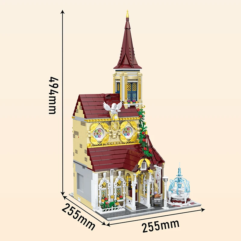 Rosary Abbey Building Blocks MOC 33203 Model Bricks City Street View Medieval Church Architecture Ideas Toy Gift Kids Girls Boys