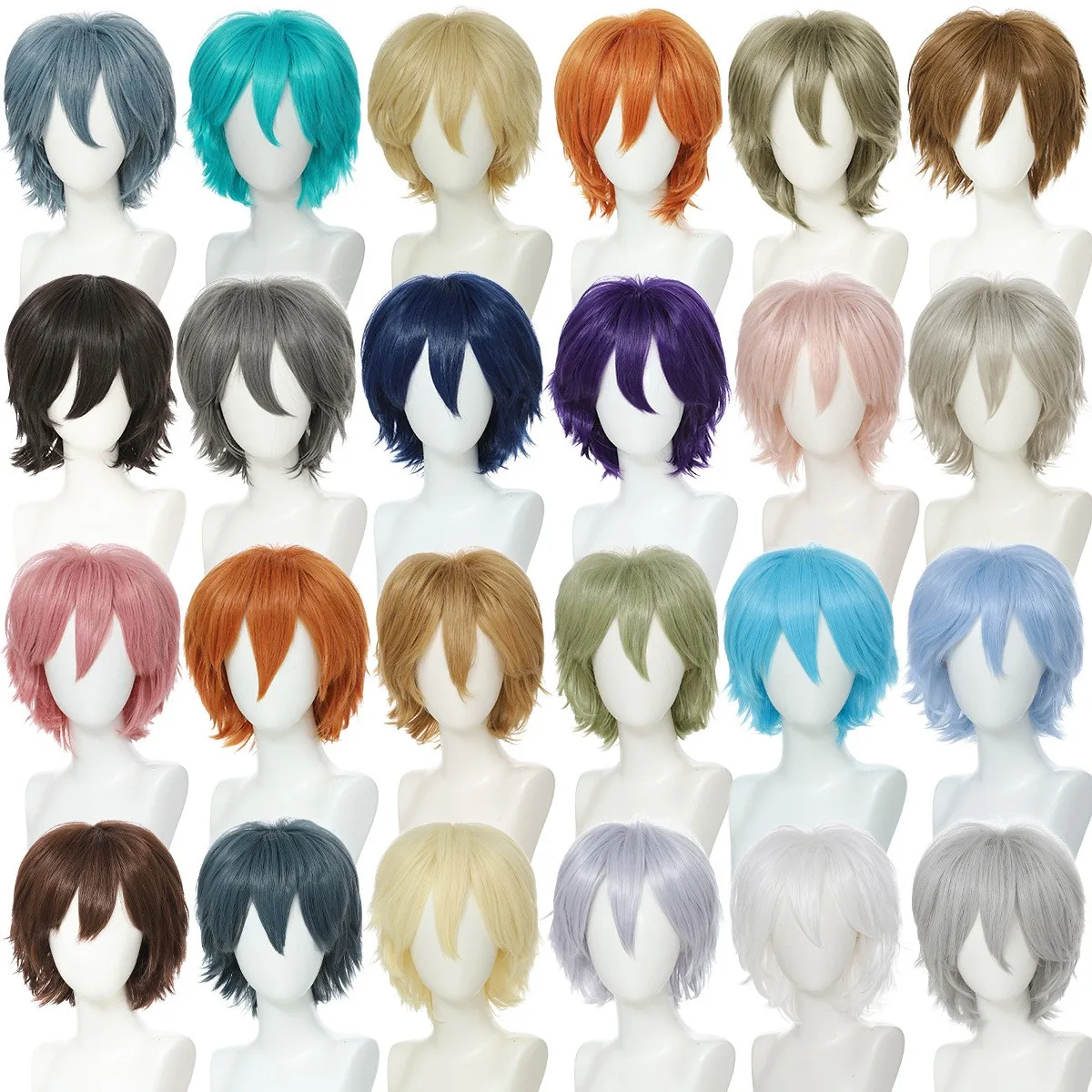 Perruques synthétiques courtes et moelleuses de 30cm, perruques complètes de Cosplay en Fiber résistante à la chaleur, Date A Live Shido Itsuka