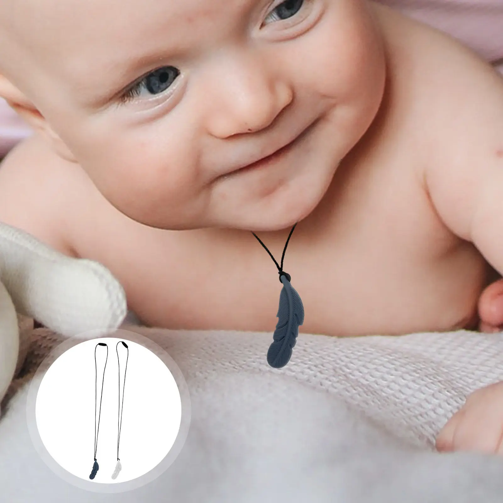 2Pcs Infant Teething Necklace Hanging Pendant Safe Material Relieves Gums Stylish and Delicate Accessory for Babies