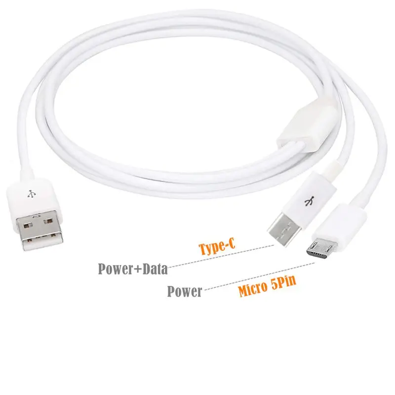 0.3m 1m 1/2 USB 2.0 A Male to Type-C Male+Micro USB Male 2-in-1 Tablet Phone Micro Charging Cable Adapter Charging Version