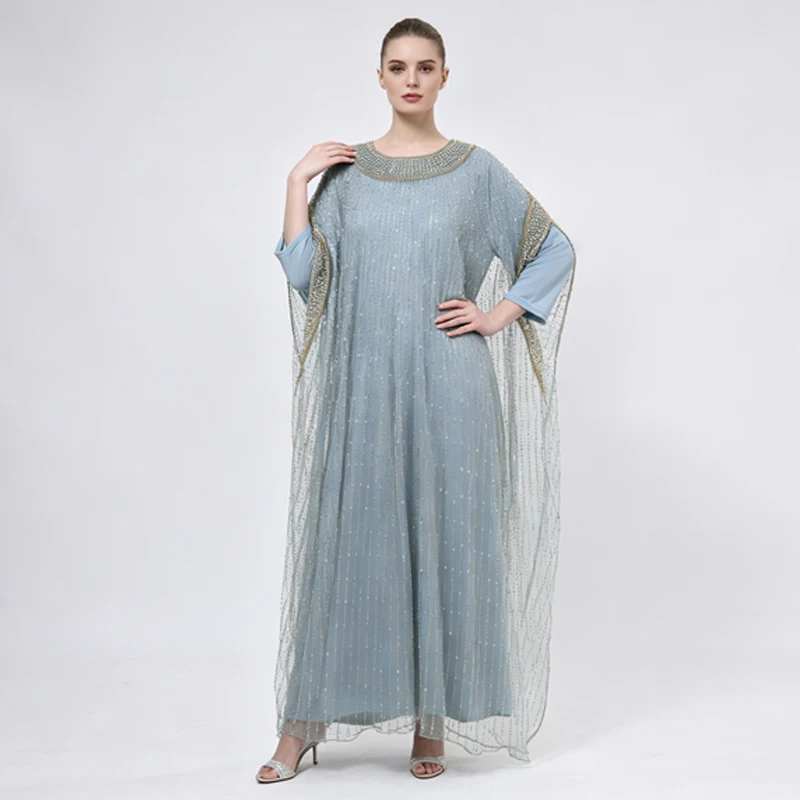 Hochwertiges Luxus-Maxikleid aus Mesh für Damen, mit Strass-Verzierungen, Elegantes Abendkleid für Bankette, Hochzeiten und Formelle Anlässe – Detail 6