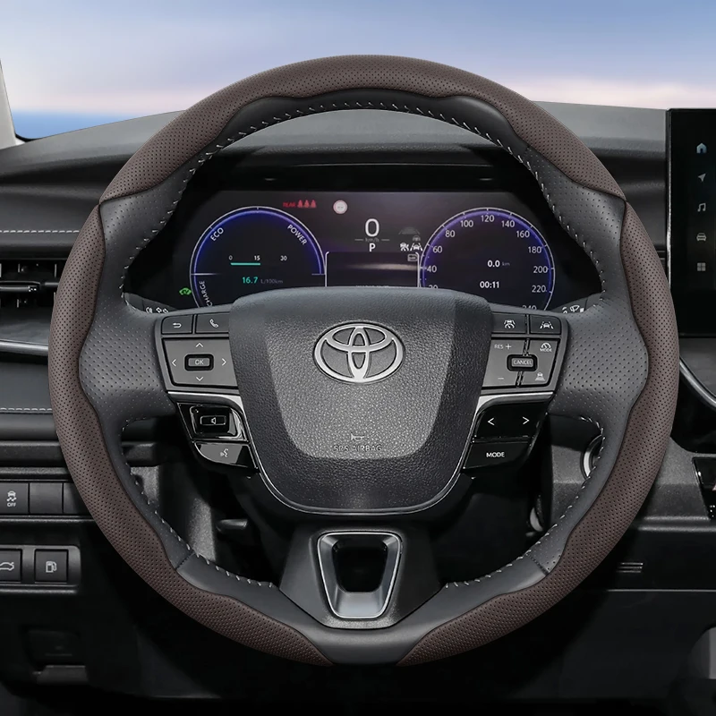 

Suitable for Toyota Breathable Holes Leather Steering Wheel Cover Segmented Chr Yaris Auris Rav4 Corolla Hilux Wish Roomy Aqua
