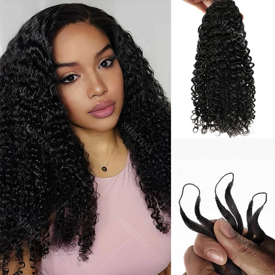 

Invisible Micro Loop Small Spirals Curly Crochet Hair Knotless Pre-Separated Kinky Curly Feather Crochet Human Hair Extensions