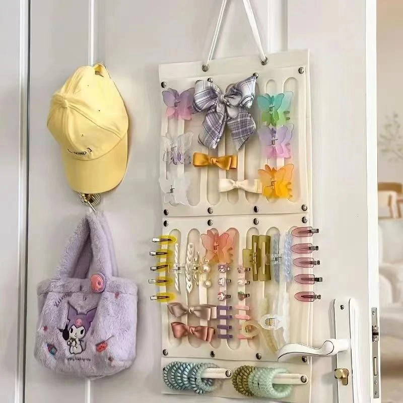 Hanging Hair Claws Clip Storage Pink Organizer For Women Girls Felt Headbands Display Hairpin Sunglasses Accessories Holder Bag