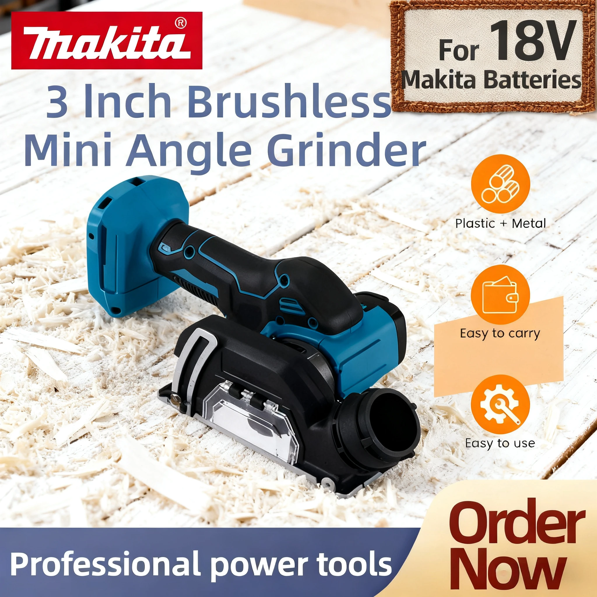 ماكيتا طاحونة زاوية كهربائية لاسلكية 19500 دورة في الدقيقة 3 بوصة قطع أداة قاطع البلاط لأداة بلاط الخشب البلاستيك بطارية 18 فولت