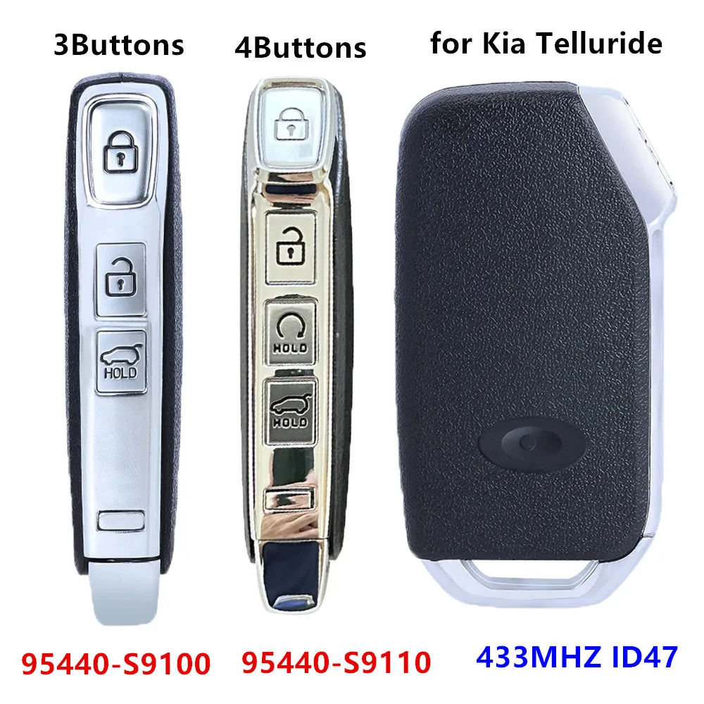 

KEYECU Replacement Smart Proximity Remote Key FOB 433MHz ID47 for Kia Telluride 2019-2022 4B 95440-S9110 OR 95440-S9100 3Buttons