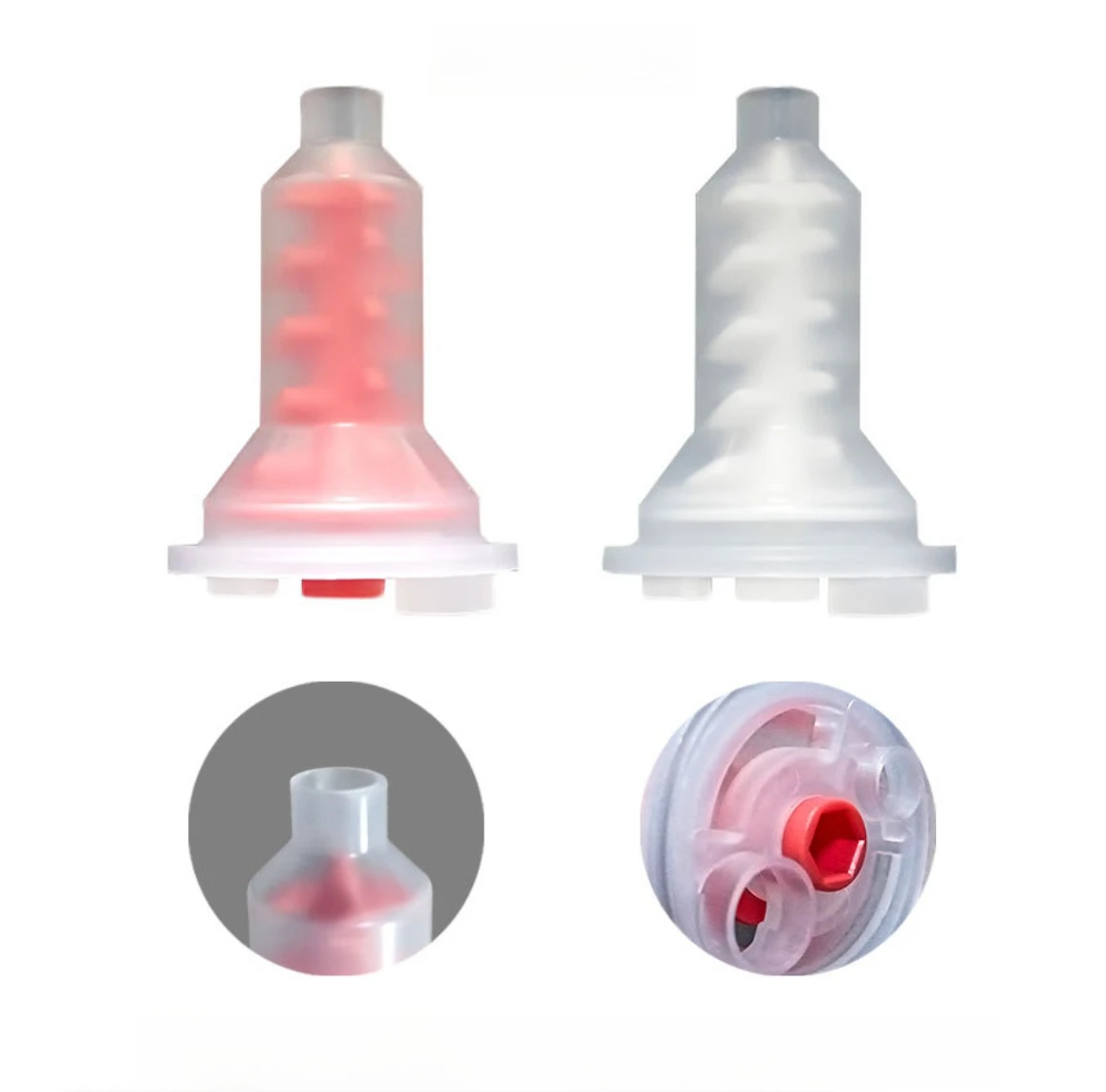 

100 шт., одноразовые наконечники для динамической смешивания для стоматологии, 5:1, красный, белый, силиконовая резина, наконечник для смешивания Pentamix, стоматологические слепочные материалы