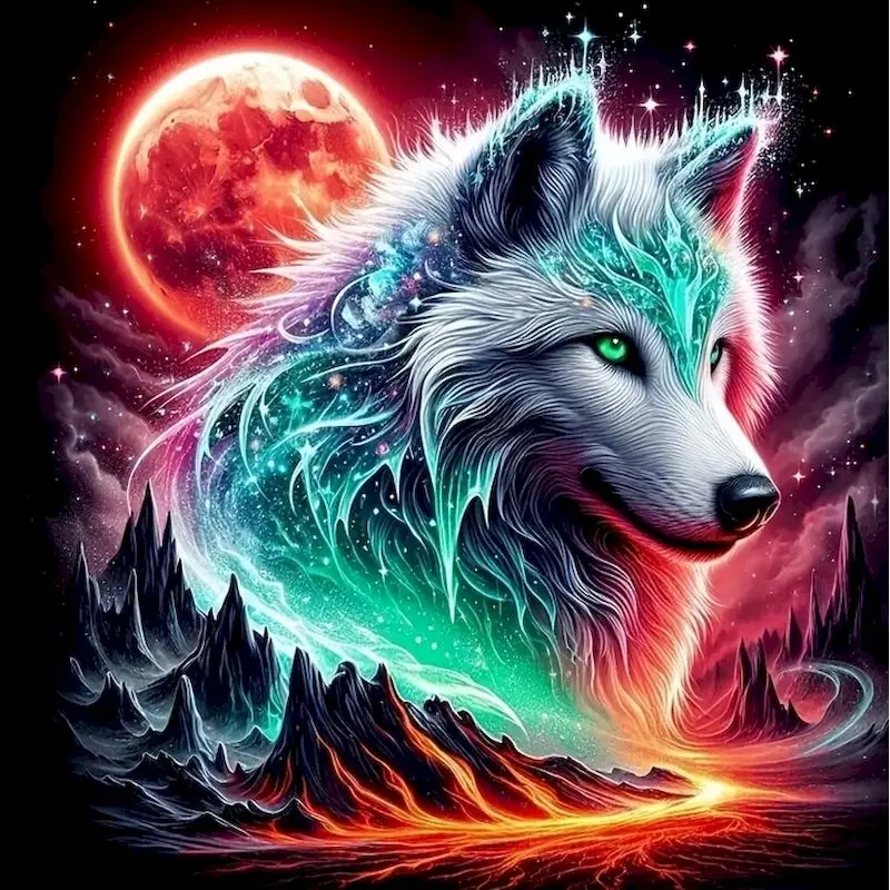 

GATYZTORY Full Square Round Diamond Painting Wolf Picture Of Rhinestones Diamond Mosaic Animal Embroidery Handicraft