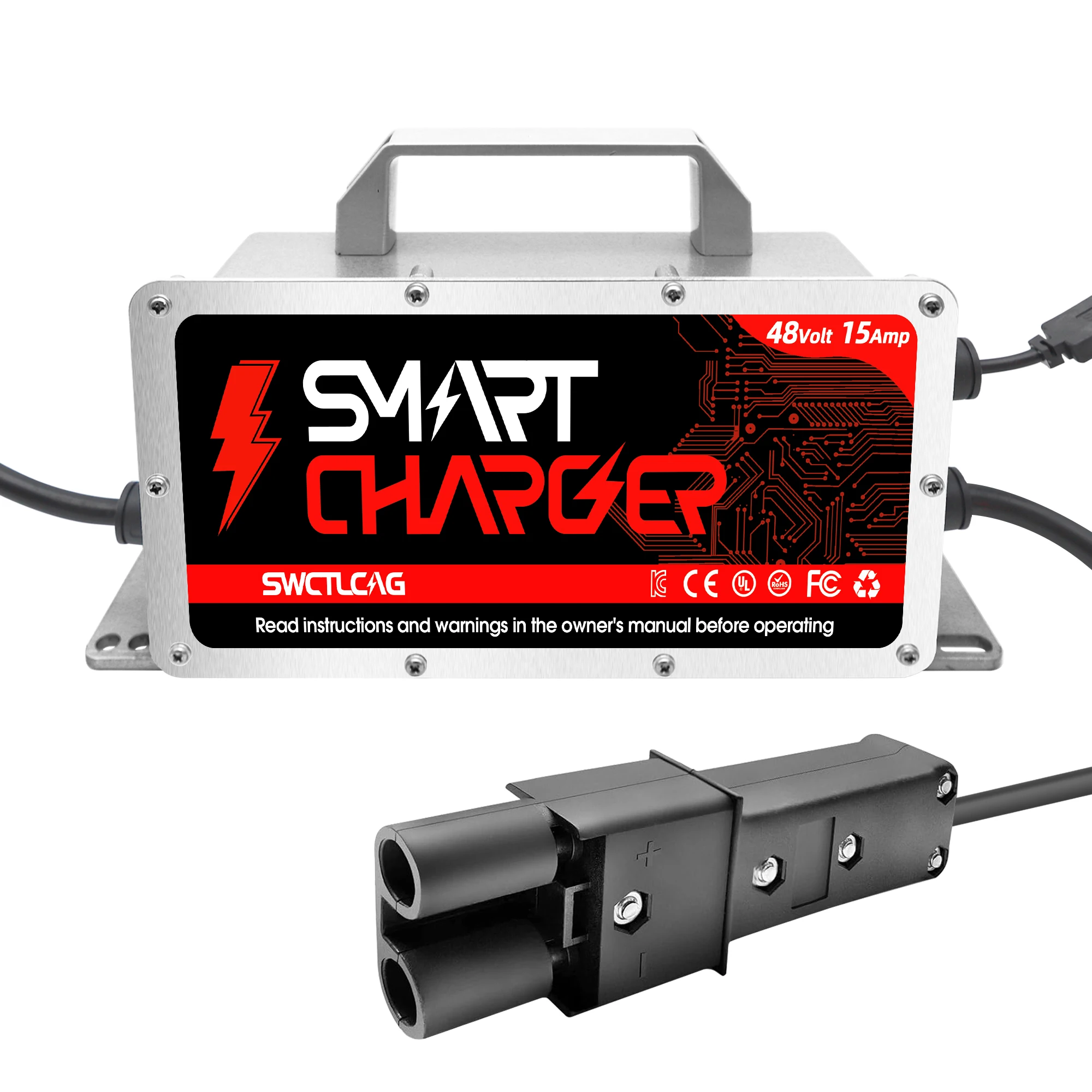 

48Volt 15AMP Golf Cart Battery Charger For Yamaha G19-G22 Golf Cart W/2 Pin Plug