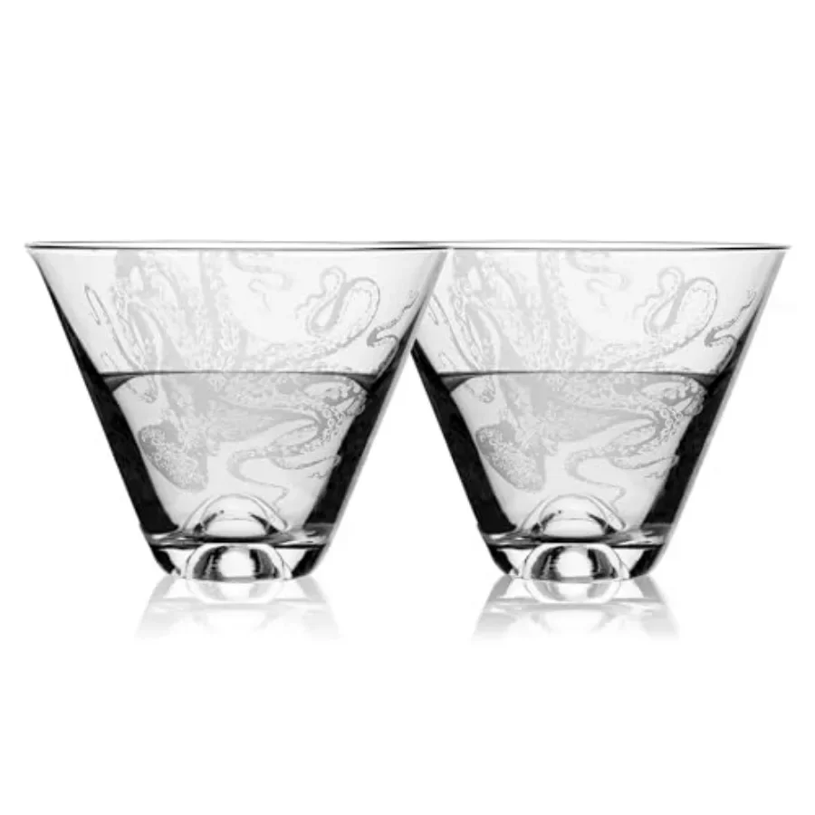 

Набор очков Lucy Stemless Martini из 2 шт. | Хрустальные стаканы для питья без свинца ручной работы для мартини или коктейлей | Уникальная часть