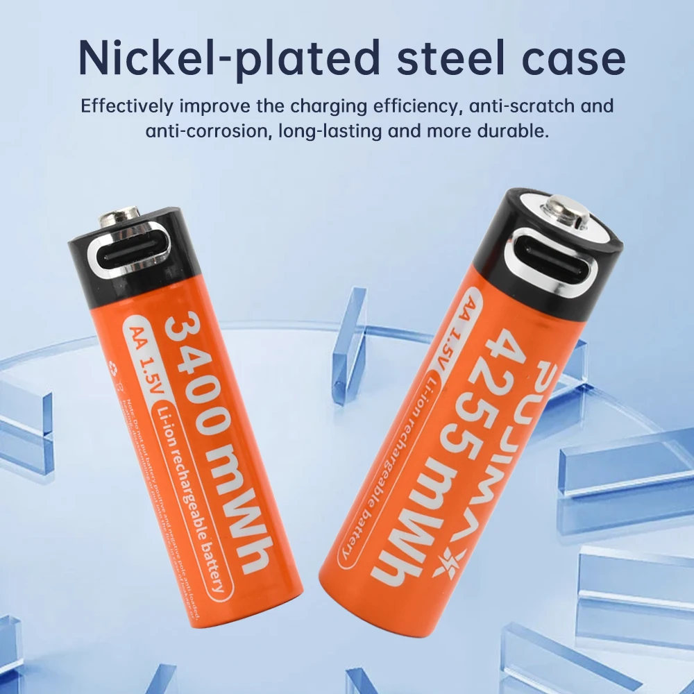 AAA AA USB بطارية قابلة للشحن Type-C 1.5 فولت بطاريات ليثيوم أيون للتحكم عن بعد ماوس مروحة صغيرة بطارية لعبة كهربائية