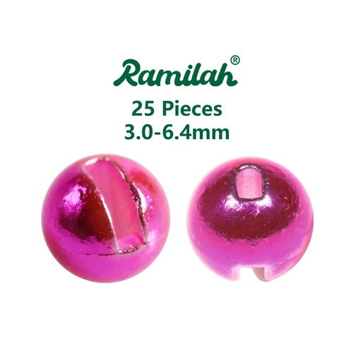 25 piezas 32 colores 3,0-6,4 mm cuentas de tungsteno ranuradas para atado de moscas