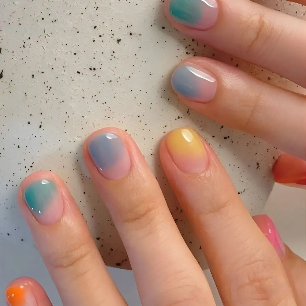 

24pcs Manicure Long Almond False Nails Ballerina Flowers Rainbow Press on Nails Stiletto Star Cat Claws French Nail Tips DIY