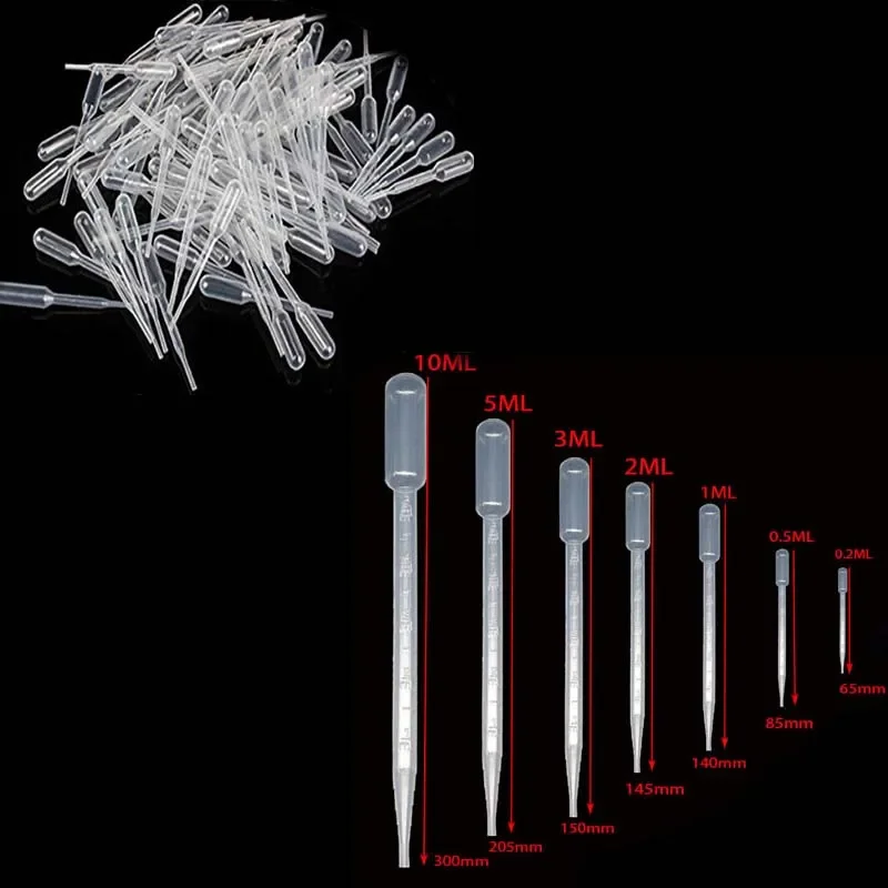 

25/50/100PCS Laboratory Pipette Plastic Disposable Graduated Container Liquid Dropper Equipment Straw 0.2 / 0.5 / 1/2/3/5 / 10ML