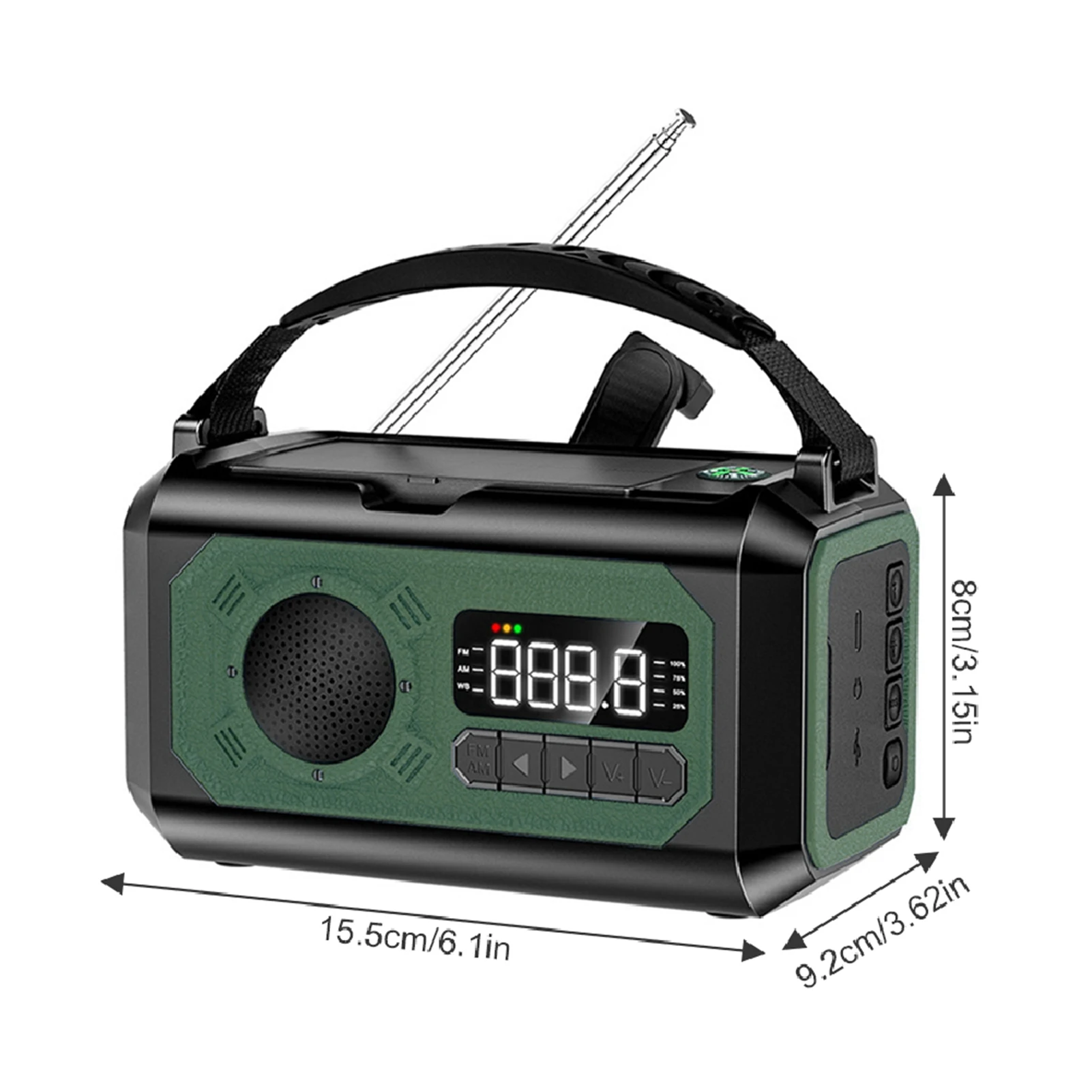 ฉุกเฉิน Crank วิทยุสภาพอากาศ NOAA Weather Alert 12000mAh Solar Hand Crank แบบพกพา AM/FM/WB วิทยุ 3 โหมดไฟฉาย