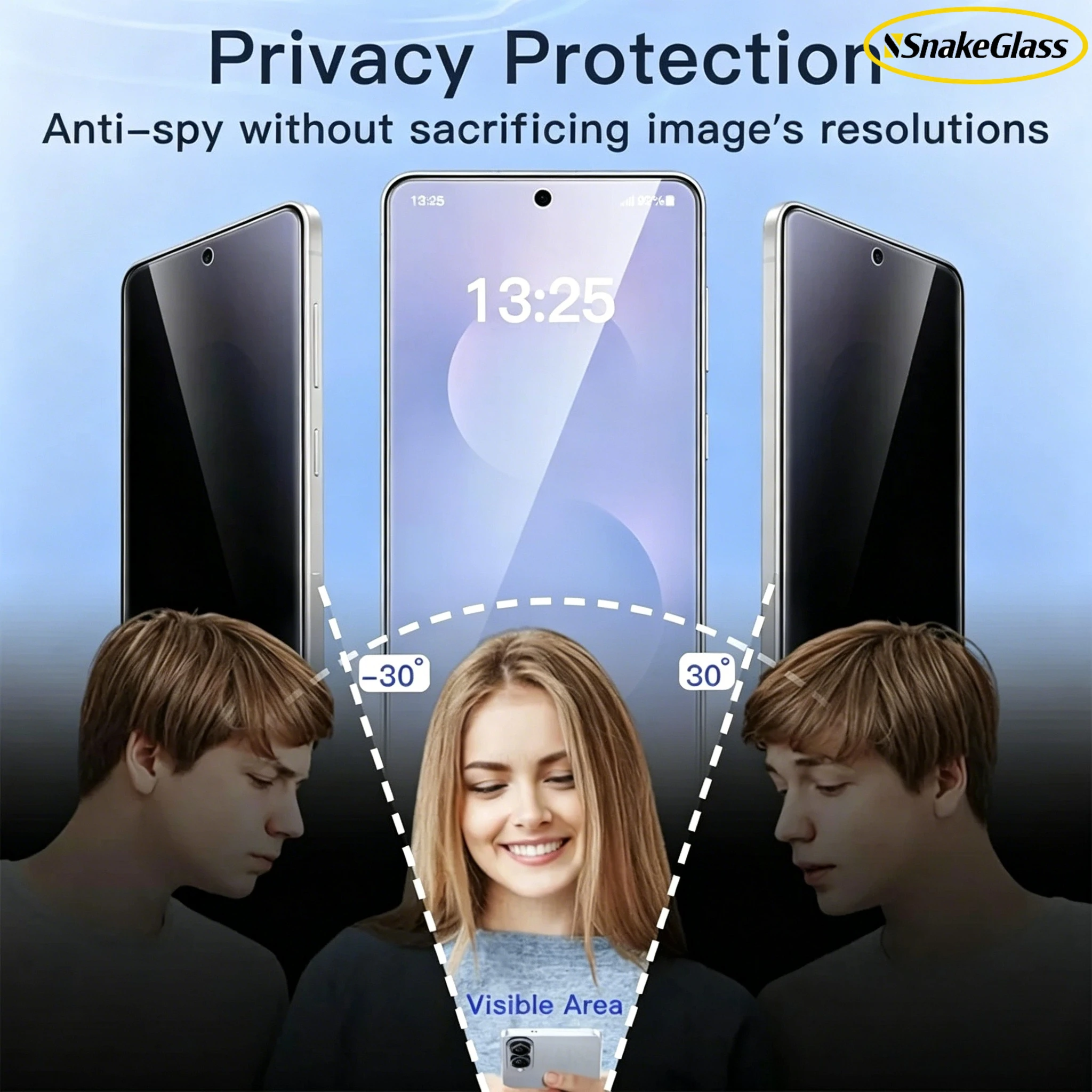 3-teilige Sichtschutzfolie aus gehärtetem Glas für Motorola G86 G82 G72 G55 G56 E40 E22 E14, Anti-Peep- und kratzfester Displayschutz, glatt – Detail 5