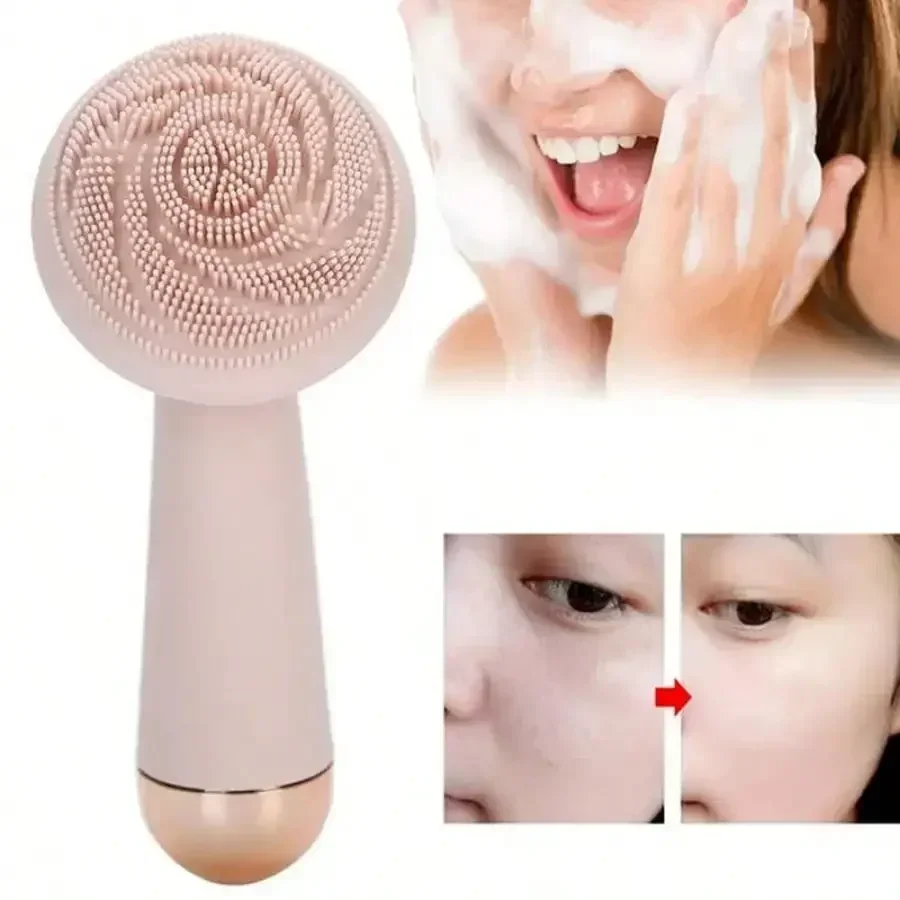 Escova elétrica de silicone, escova facial, massageador de pele, carregamento sem fio, limpeza, vibração à prova d'água, instrumento de beleza, cuidados