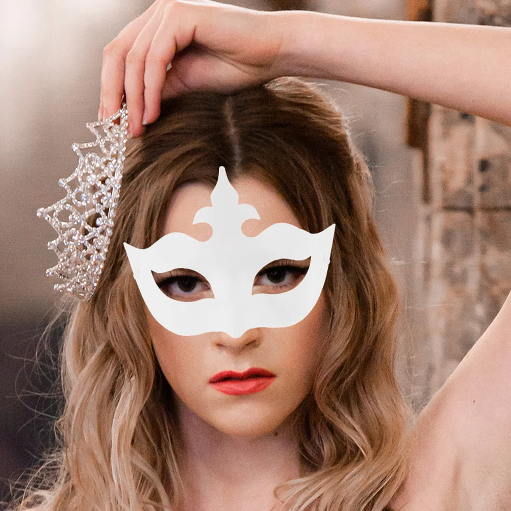 5Pcs White Masquerade Mask DIY Paper Half Face Paintable Mask for Mardi Gras Party Carnival Costume Birthday Paper Art Masks