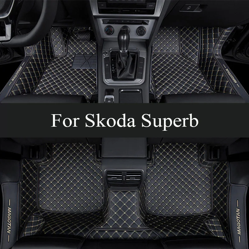 

Car Mats For Skoda Superb B8 3V 2016~2022 2021 2020 Carpets Rugs Leather Floor Mat Interior Parts Waterproof Pad Car trunk mat