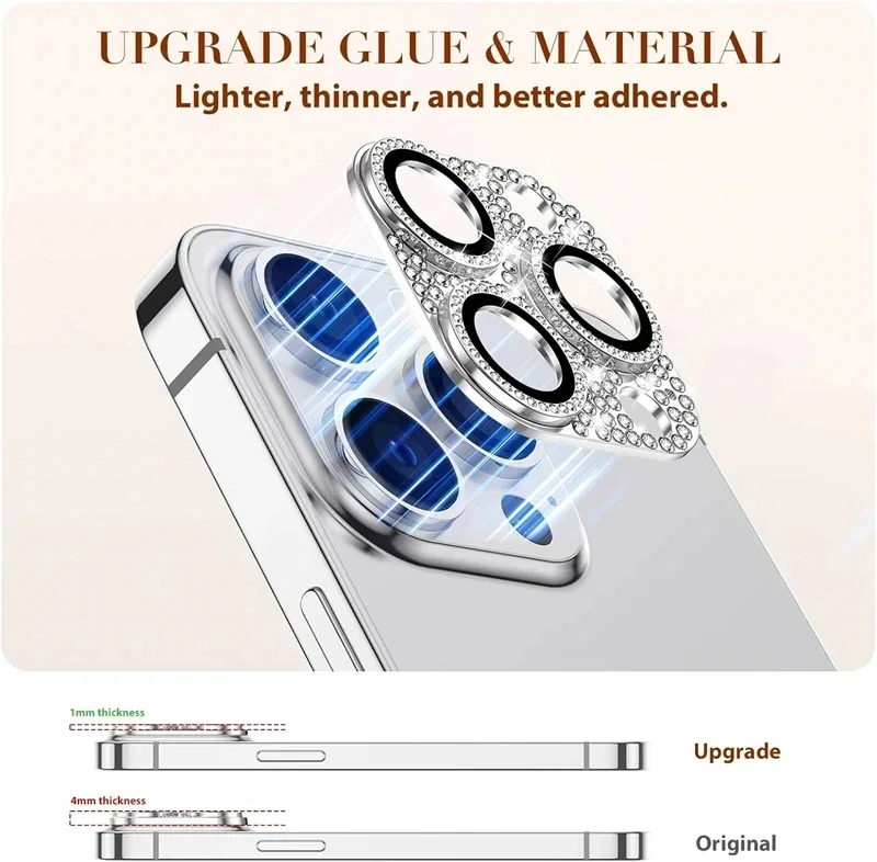 فاخر حجر الراين الماس بريق حامي عدسة الكاميرا آيفون 15 برو ماكس 13 14 زائد 11 12 Mini 13pro زجاج عدسة الملحقات
