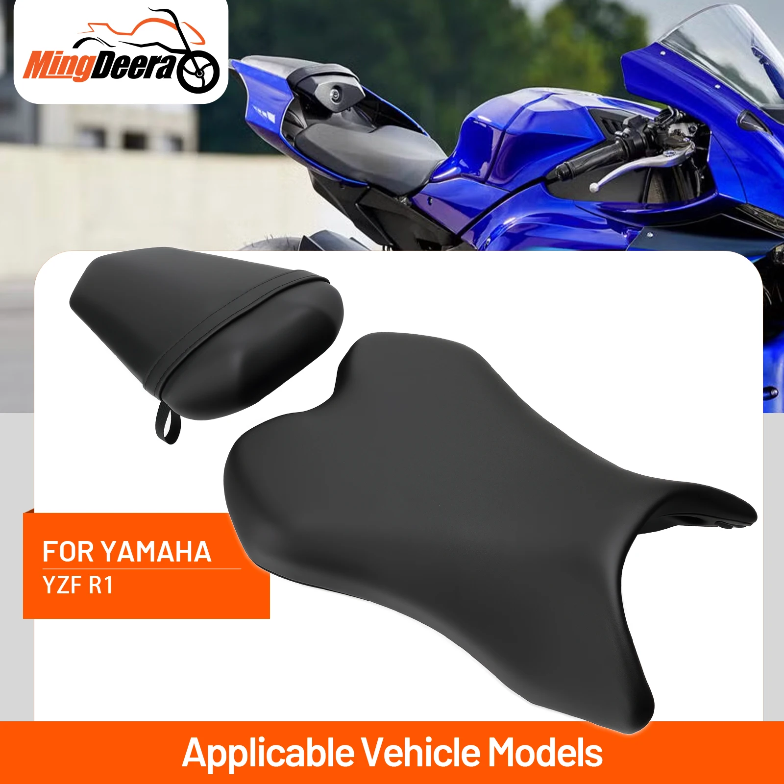 

Motorcycle Black Rear Passenger Seat Pillion Cushion or Front Rider Driver Seat Cushion Fit For YAMAHA YZF R1 YZFR1 2007-2008