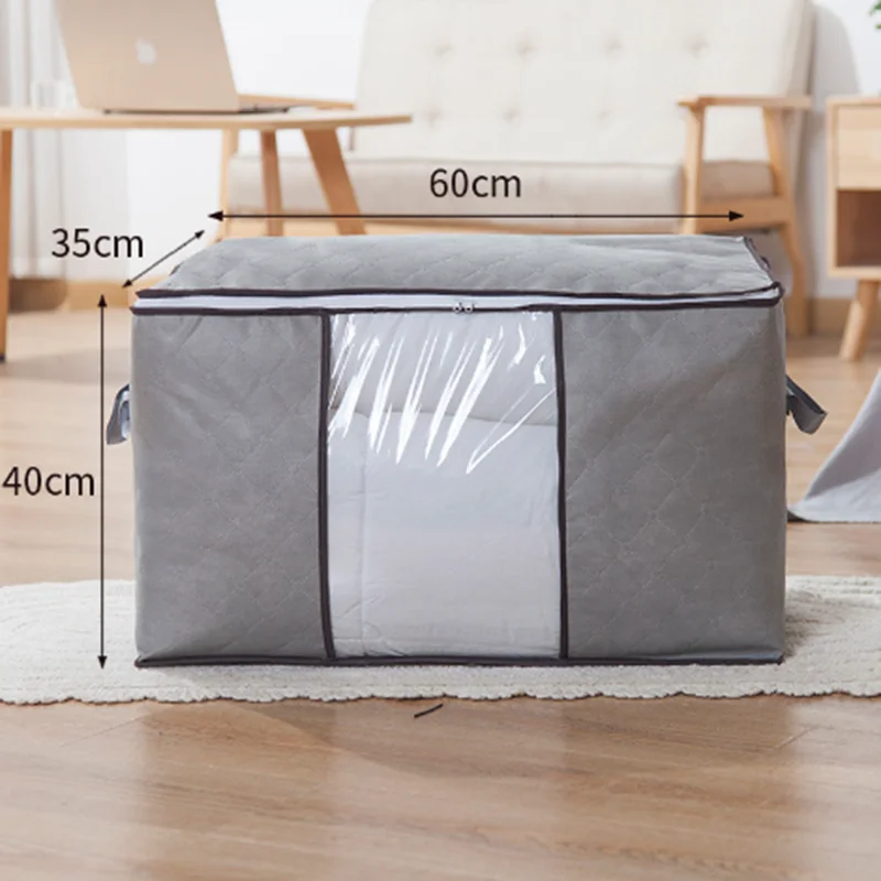 Foldable Storage Bag Clothes Organizer Waterproof Oxford Clear Window Clothing Wardrobe Organizer Home Non Woven Storage Box