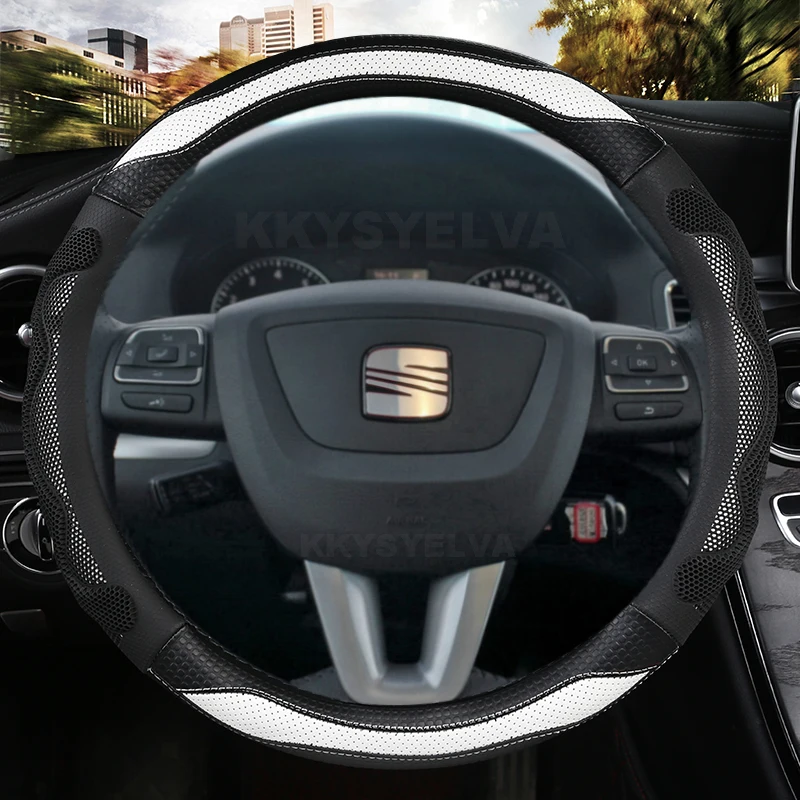 

Car Steering Wheel Cover 38cm Leather For Seat Leon FR MK1 MK2 MK3 Altea Arona Ibiza 6l 6j Ateca Exeo Tarraco Auto Accessories