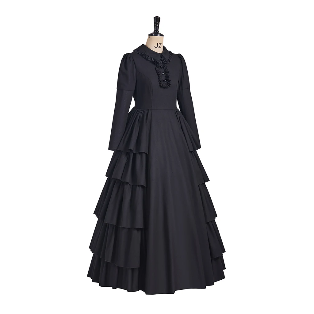 1860s Victorian Dress Civil War Renaissance Medieval Ball Gown Vintage Costumes Medieval Historical Period Mourning Dress