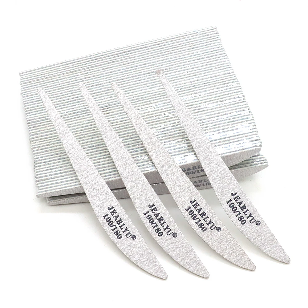 

200Pcs Gray Wooden Spoon Style Wooden Nail File 100/180 Grit Disposable Pedicure Manicure Files Nail Care Tool For Travel Salon