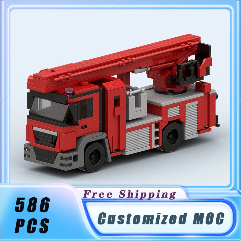 

City Vehicle Multifunctional Fire Aerial Platform MOC Building Blocks Model Bricks Sets Assemble Display Children's Toys Gifts