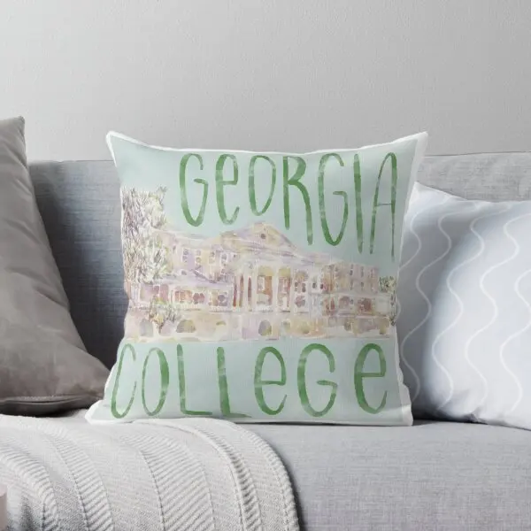 

Georgia College Watercolor Sketch Printing Throw Pillow Cover Bed Home Bedroom Comfort Waist Pillows not include One Side