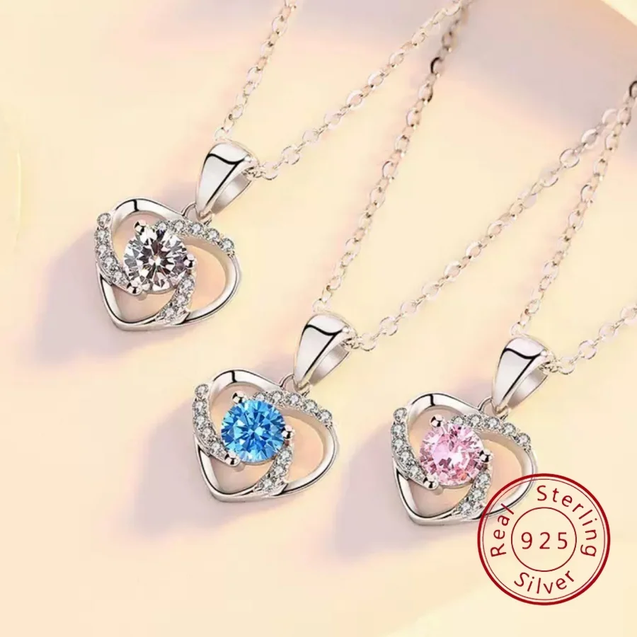 

Ожерелье с подвеской в форме сердца из стерлингового серебра для женщин, нишевый дизайн, нежные и вневременные классические серебряные украшения