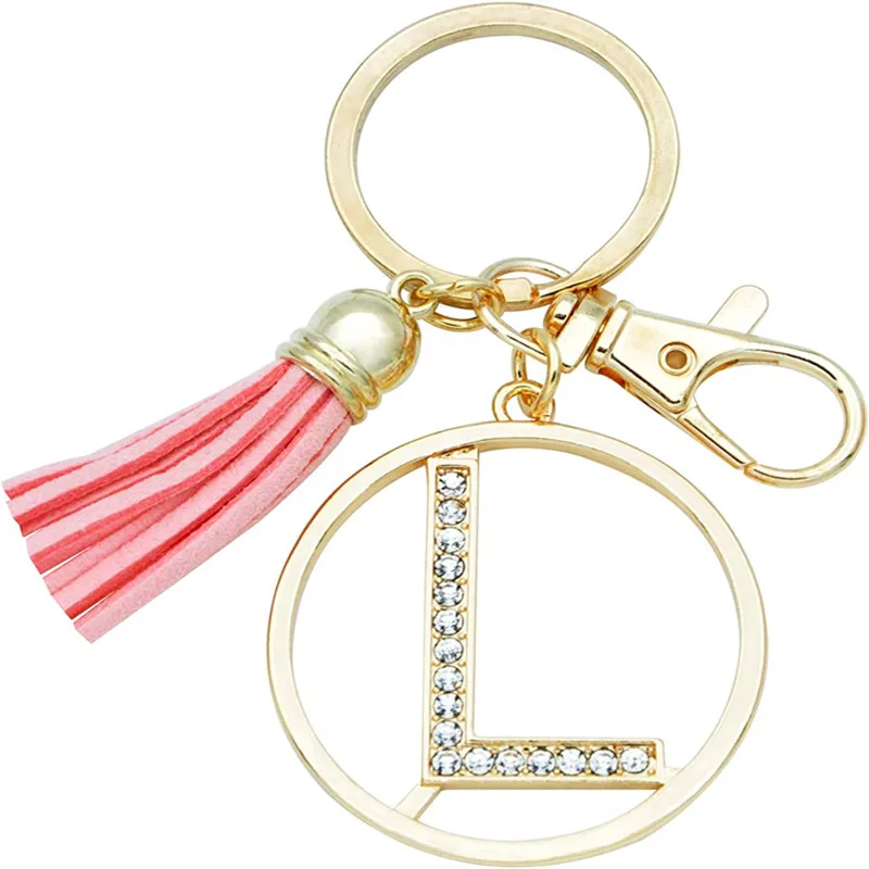 2023 Fashion Women's Purse 26 Letter Keyring Pendant Keychain Handbag Crystal Letter Pendant With Tassel Bag Accessories Gift