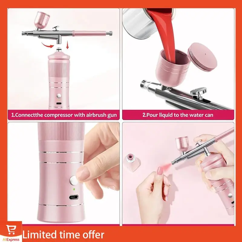 

Fresh Airbrush Kit With Compressor, 48PSI High Pressure Air Brush Kit With 0.3/0.5Mm Nozzle And Cleaning Brush Set