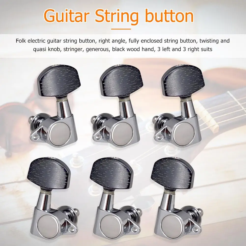

6Pcs Enclosed Locking Tuners 3L 3R Closed Knob Machine Heads Tuners Wear Resistant String Tuning Peg Guitar Accessories