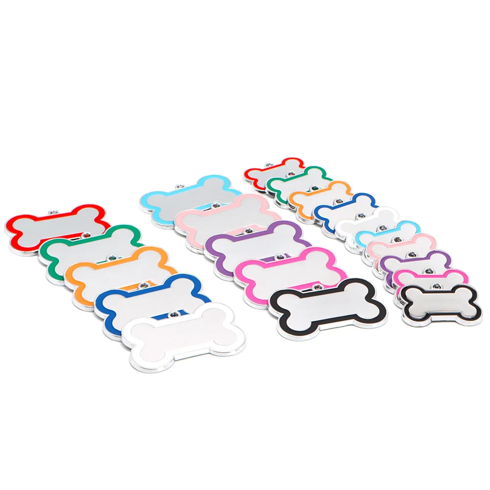 Wholesale 100Pcs 10 Colorful Cute Engraved ID Dog Tag Bone DIY Dog Id Tags For Dog Cat Personalized Collars Pet Accessories