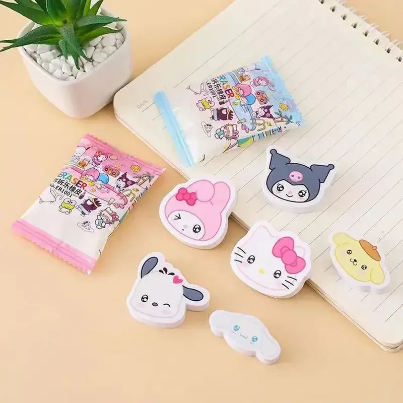 Imagem -03 - Sanrio Olá Kitty Bombeamento Borracha Kawaii Kuromi Cinnamoroll Estudante Papelaria Suprimentos Presentes Infantis Brinquedos Novo 60 Pcs