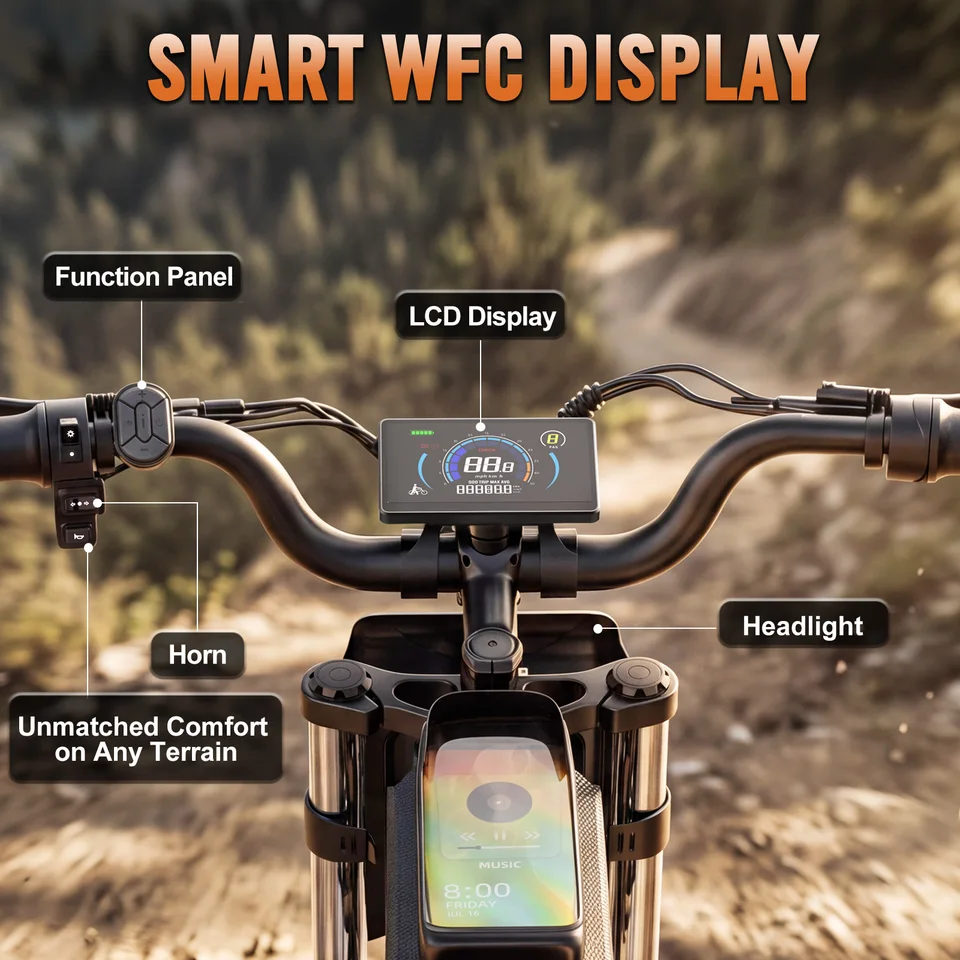 Peak 2000W Electric Dirt Bike for Adults 37MPH 52/25Ah Battery Hydraulic Brake Full Suspension Electric Motorcycle image 3